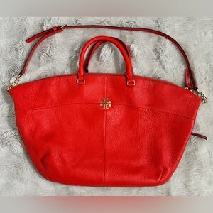 Tory Burch red handbag purse IVY SLOUCHY SATCHEL color samba